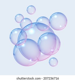 Transparent soap bubbles, eps10 vector