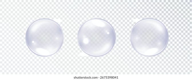 Bolhas transparentes de sabão flutuando em um fundo claro