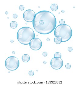 Transparent soap bubbles on white background photo realistic vector