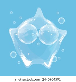 Transparent soap bubbles in the shape of children's toys. Vector illustration.