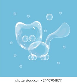 Transparent soap bubbles in the shape of children's toys. Vector illustration.