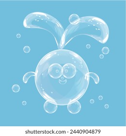 Transparent soap bubbles in the shape of children's toys. Vector illustration.