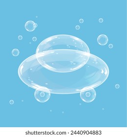 Transparent soap bubbles in the shape of children's toys. Vector illustration.