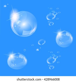 Transparent soap bubbles,  vector.