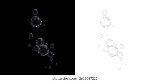 Transparent Soapy Bubbles PNG Overlay for Freshness, Bath, and Cleaning Visuals
