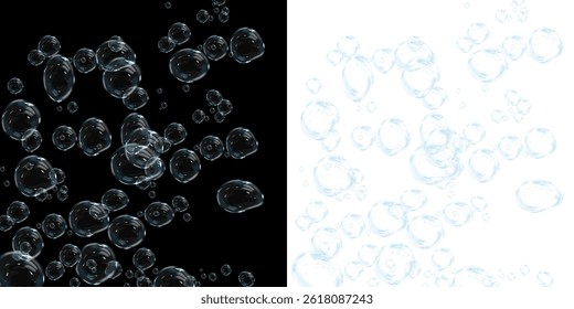 Transparent Soapy Bubbles PNG Overlay for Freshness, Bath, and Cleaning Visuals