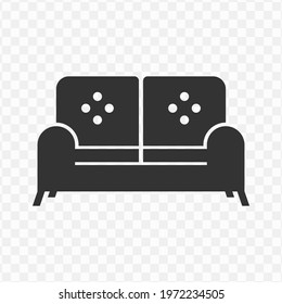 Transparent sofa icon png, vector illustration of an sofa in dark color and transparent background(png).