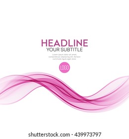 Transparent soft lines on white background. Magenta color. Vector smooth pink abstract waves EPS10