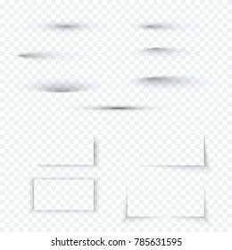 Transparent soft shadow set. Realistic abstract shadow effect collection with soft edge. Vector illustration isolated on transparent background 