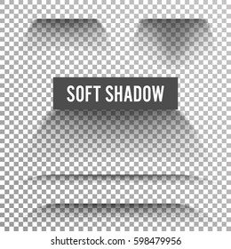 Transparent Soft Shadow Vector. Set Element With Soft Edges Isolated On Checkered Background. Smooth Under Round Square. Element For Product Design