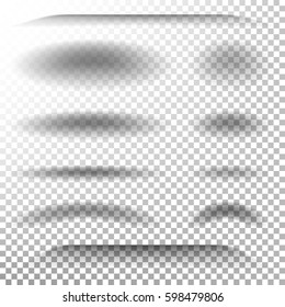 Transparent Soft Shadow Vector. Transparency Oval Shadow With Soft Edges Isolated On Checkered Background. Design Element
