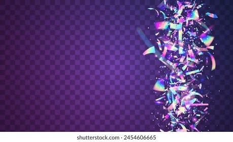 Transparent Sparkle. Holographic Paper. 3d Concept. Hologram Background. Digital Banner. Purple Light Effect. Happy Abstract Explosion. Cristal Dust. Blue Transparent Sparkle