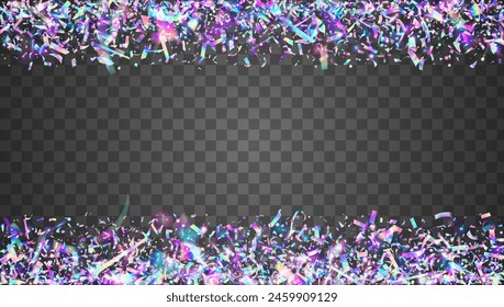 Transparent Sparkle. Light Concept. Rainbow Background. Modern Design. 3d Surprise Explosion. Cristal Banner. Purple Glare Burst. Party Confetti. Pink Transparent Sparkle