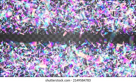 Transparent Sparkles. Blue Retro Tinsel. Blur Colorful Illustration. Carnival Effect. Fantasy Art. Festive Foil. Party Design. Glitch Glitter. Purple Transparent Sparkles