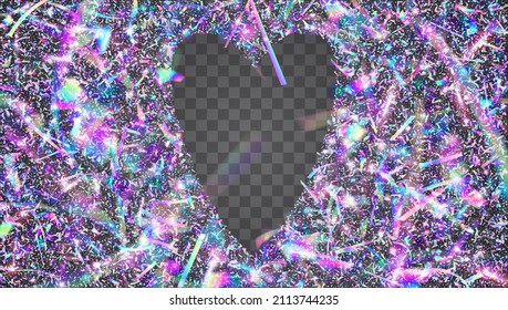 Transparent Sparkles. Digital Foil. Bokeh Confetti. Retro Prism. Pink Shiny Background. Festive Art. Hologram Texture. Blur Abstract Wallpaper. Violet Transparent Sparkles