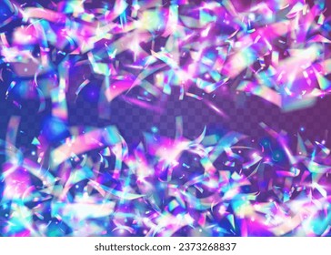 Transparent Sparkles. Fiesta Foil. Retro Banner. Neon Texture. Glitch Background. Blur Abstract Sunlight. Holiday Art. Blue Party Confetti. Violet Transparent Sparkles