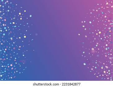 Transparent Sparkles. Party Colorful Backdrop. Iridescent Glitter. Disco Flyer. Pink Shiny Confetti. Holographic Background. Fantasy Art. Flying Foil. Purple Transparent Sparkles