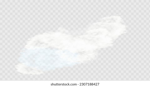 A transparent special effect is highlighted by fog or smoke. White cloud vector, snow storm. Shine through the snowy haze. cloud, smog.