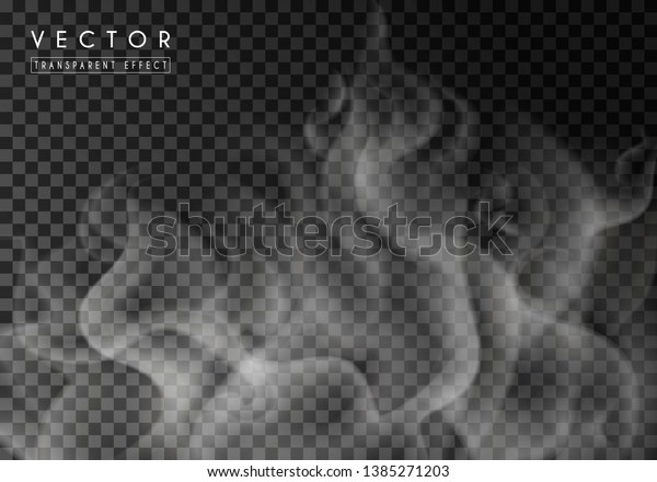 Transparent\
special effect of hot steam or smoke. Vector gas, fog isolated on\
dark background. Realistic wavy\
elements