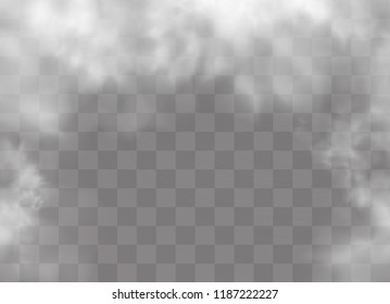 Transparent special effect stands out with fog or smoke. White cloud vector, fog or smog. Vector illustration.