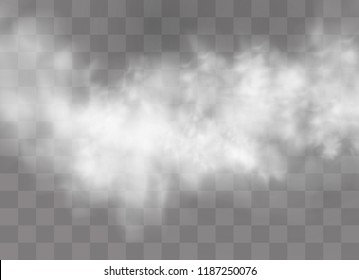 Transparent special effect stands out with fog or smoke. White cloud vector, fog or smog. Vector illustration.