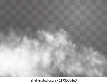Transparent special effect stands out with fog or smoke. White cloud vector, fog or smog. Vector illustration.