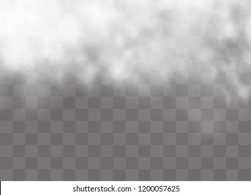 Transparent special effect stands out with fog or smoke. White cloud vector, fog or smog. Vector illustration.