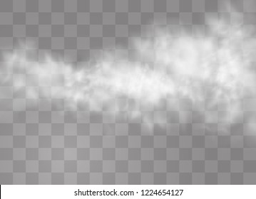 Transparent special effect stands out with fog or smoke. White cloud vector, fog or smog. Vector illustration.