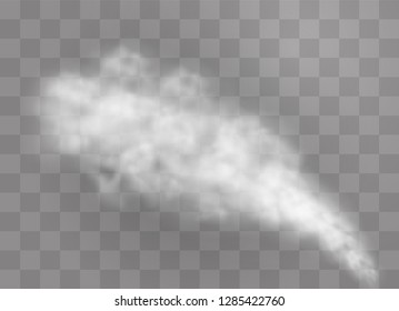 Transparent special effect stands out with fog or smoke. White cloud vector, fog or smog. Vector illustration. White gradient on a transparent background. Rainy weather on a transparent background.