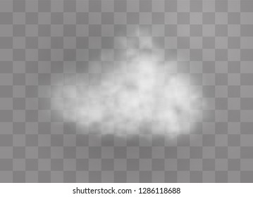 Transparent special effect stands out with fog or smoke. White cloud vector, fog or smog. Vector illustration. White gradient on a transparent background. Rainy weather on a transparent background.