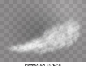 Transparent special effect stands out with fog or smoke. White cloud vector, fog or smog. Vector illustration. White gradient on a transparent background. Rainy weather on a transparent background.