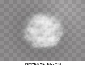 Transparent special effect stands out with fog or smoke. White cloud vector, fog or smog. Vector illustration. White gradient on a transparent background. Rainy weather on a transparent background.