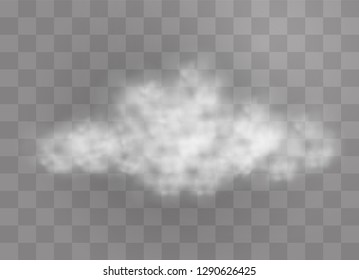 Transparent special effect stands out with fog or smoke. White cloud vector, fog or smog. Vector illustration. White gradient on a transparent background. Rainy weather on a transparent background.