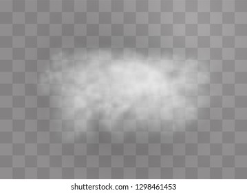 Transparent special effect stands out with fog or smoke. White cloud vector, fog or smog. Vector illustration. White gradient on a transparent background. Rainy weather on a transparent background.