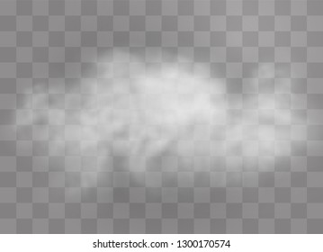 Transparent special effect stands out with fog or smoke. White cloud vector, fog or smog. Vector illustration. White gradient on a transparent background. Rainy weather on a transparent background.
