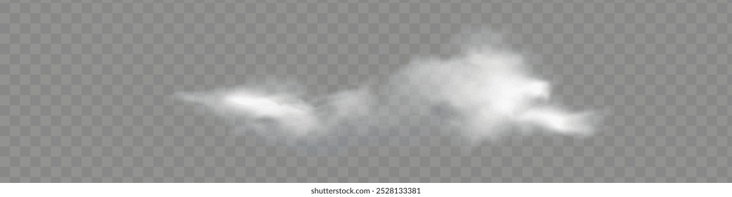 El efecto especial transparente se destaca con niebla o humo. Vector de nube blanca.