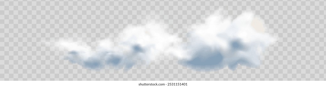 Transparent special effect stands out with fog or smoke. White cloud vector.