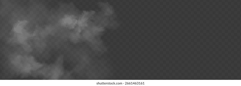 Transparenter Spezialeffekt zeichnet sich durch Nebel oder Rauch aus. Weißer Wolkenvektor,