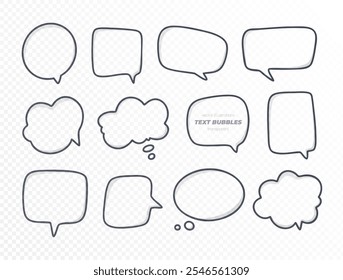 Transparent speech and thought bubbles for adding text in comic or graphic design projects