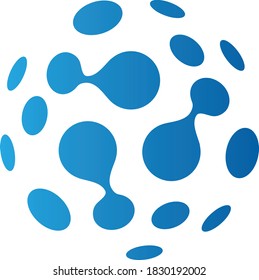 Una esfera transparente cubierta con una gama de puntos azules conectados y separados