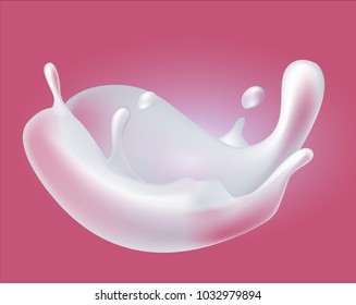 Transparent splash of milk. Realistic three-dimensional vector illustration