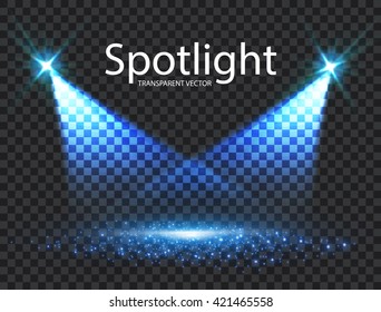 Transparent Spotlight. Scene Illumination. Light Effect. Vector illustration