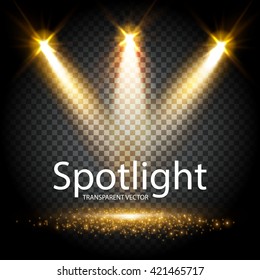 Transparent Spotlight. Scene Illumination. Light Effect. Vector illustration