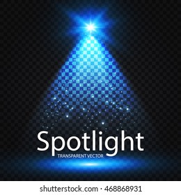 Transparent Spotlight. Scene Illumination. Light Sourses. Realistic Concert, Theater and Showcase Lightning. Vector illustration 