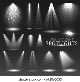 Transparent Spotlights Illumination on Dark Background