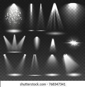 Transparent Spotlights Illumination on Dark Background