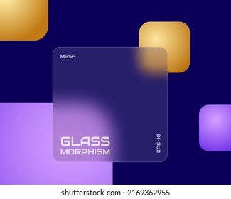 Transparent square in glassmorphism style. Place for your texts. Vector illustration.