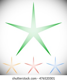 Transparent star elements. Star shapes in 4 color