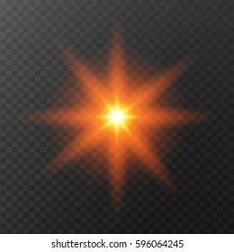 Transparent star light effect. Star burst with sparkles. Vector illustration.