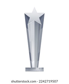 Ilustración vectorial realista del trofeo con forma de estrella transparente